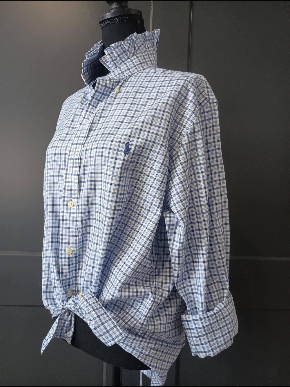 Upcycled Women's Ralph Lauren Ruffled Collar Shirt #085